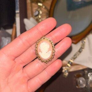 Elegant Gold Cameo Brooch